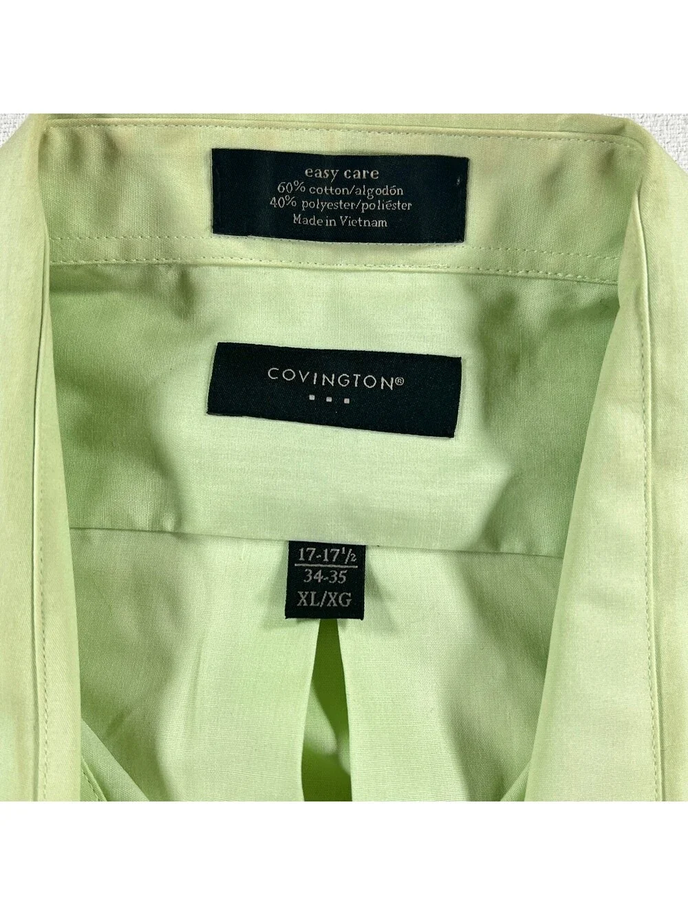Covington Light Green Button-Down Dress Shirt XL 17-17.5 Collar 34-35 Sleeve